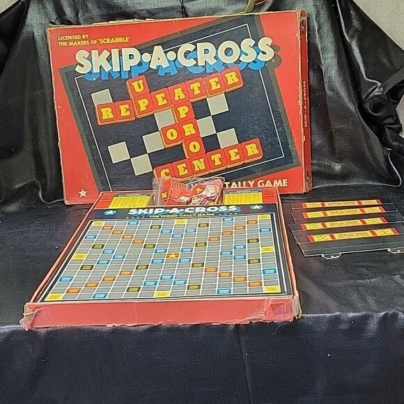 Vintage Board Game Skip A Cross A Word Tally Game by Cadaco Ellis 1953 Complete - Picture 1 of 13